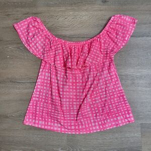 Lilly Pulitzer La Fortuna Top Hot Pink Gigham Feelin Beachy XL